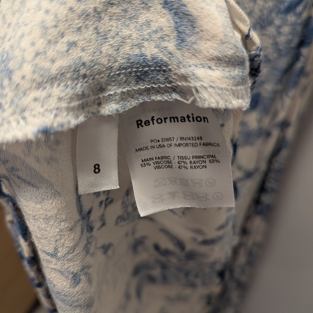 Reformation Celestia Cream and Blue Floral Midi Dress Pompadour Print Size 8 - Picture 7 of 7